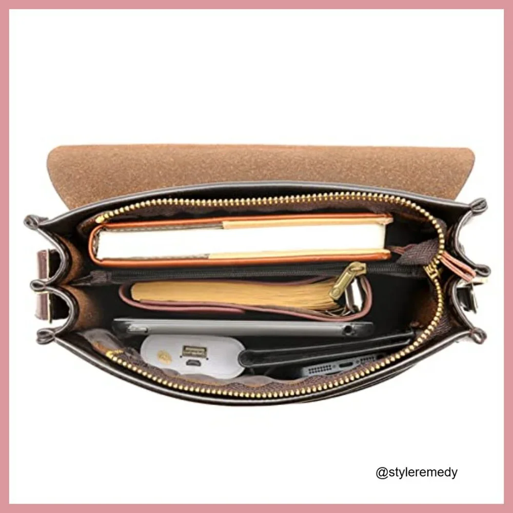 PU Leather Messenger Sling Crossbody Bag Adjustable Strap Magnetic Buckle
